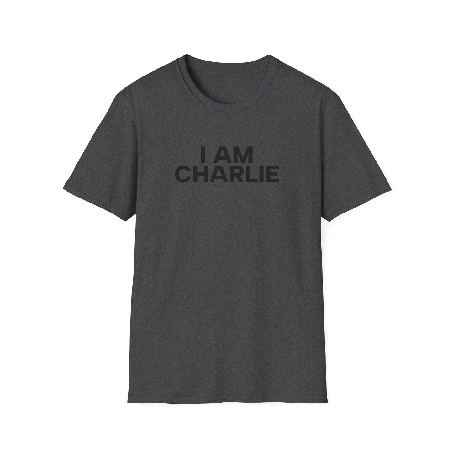 I AM CHARLIE Black Font Unisex Softstyle T-Shirt