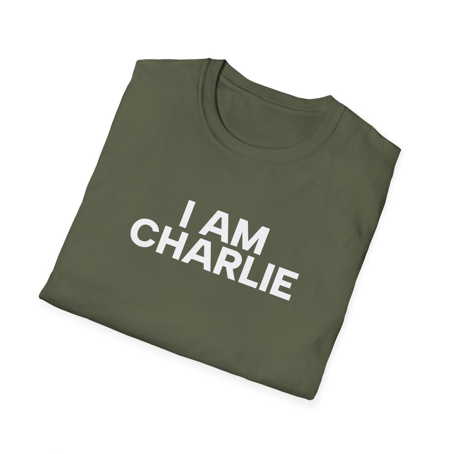 I AM CHARLIE White Font Unisex Softstyle T-Shirt