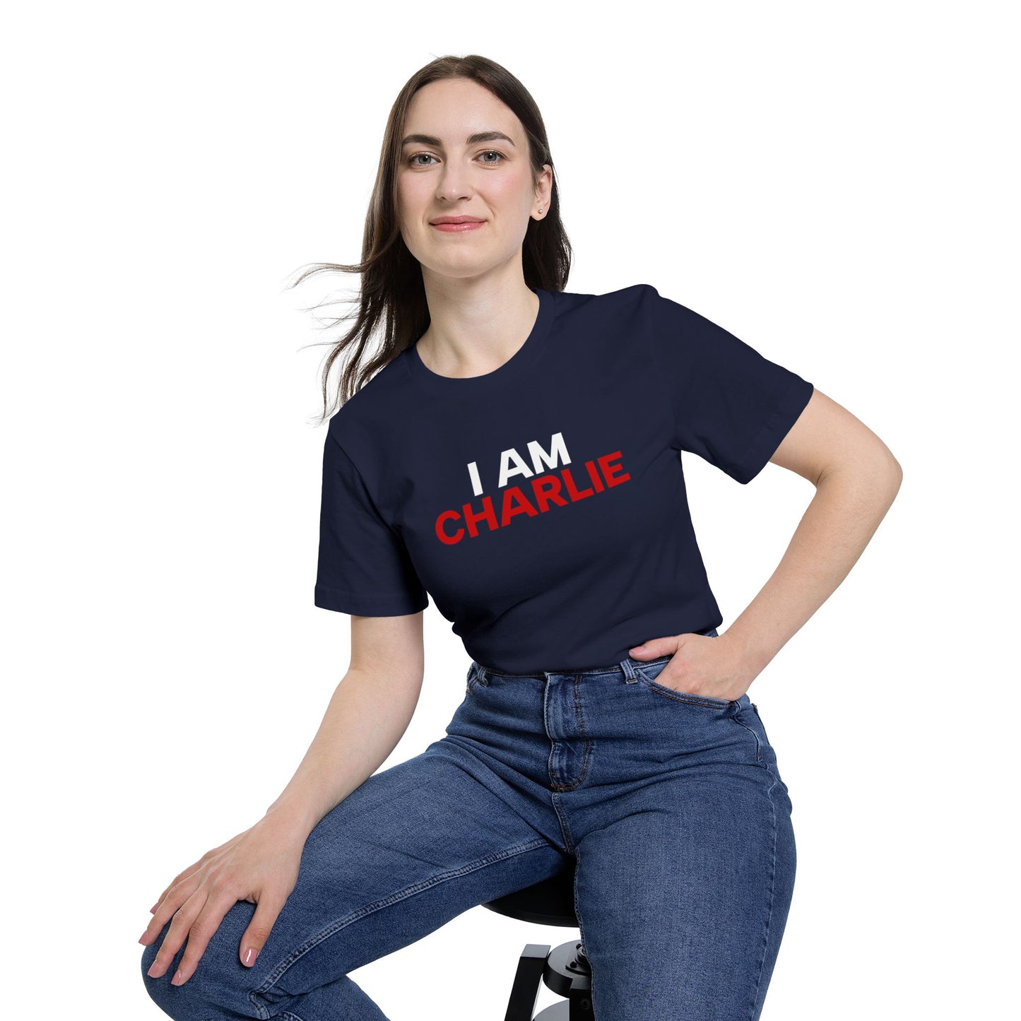 Made In USA I AM CHARLIE Blue w/ White & Red Font Unisex T-Shirt