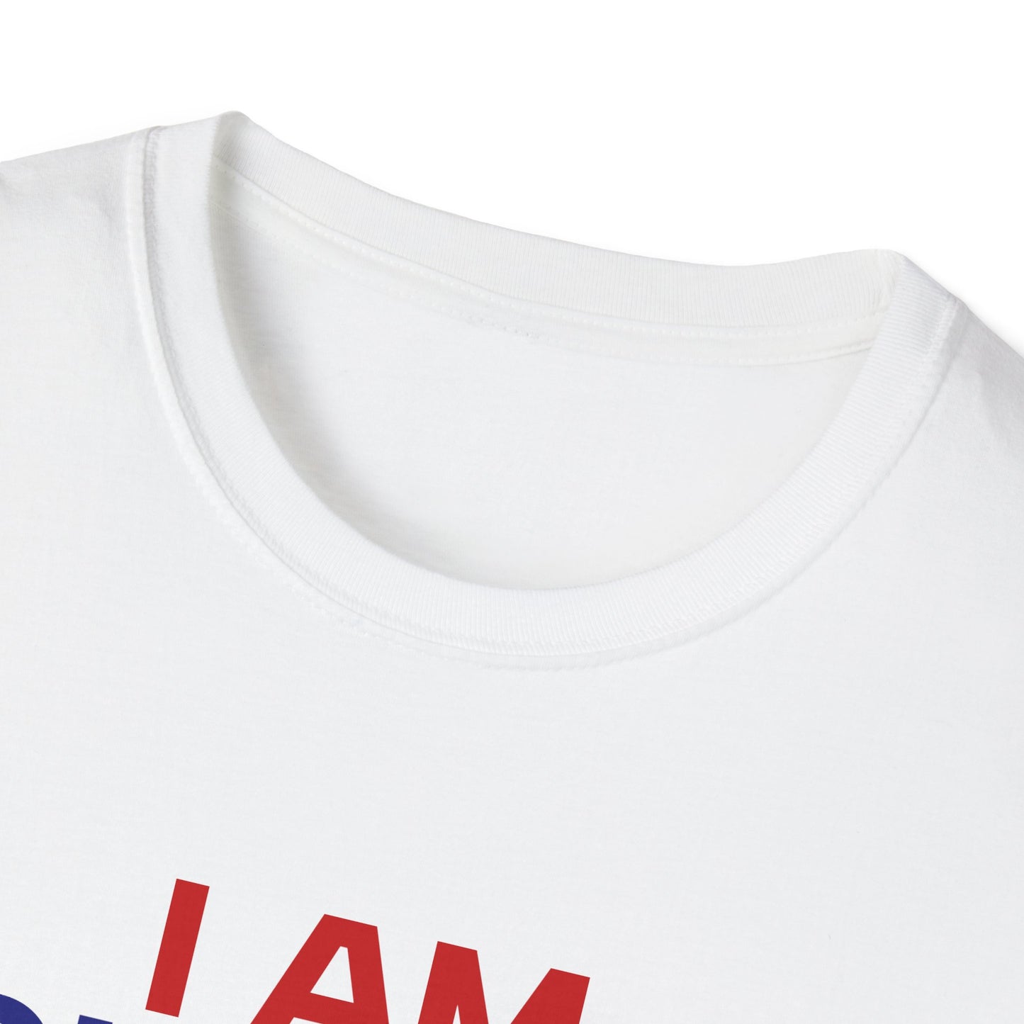 I AM CHARLIE White w/ Red & Blue Unisex Softstyle T-Shirt