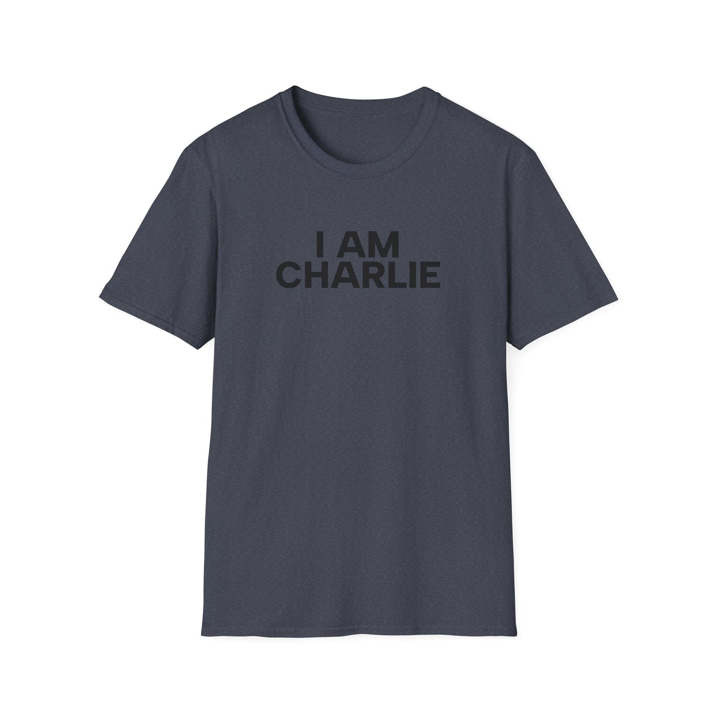 I AM CHARLIE Black Font Unisex Softstyle T-Shirt