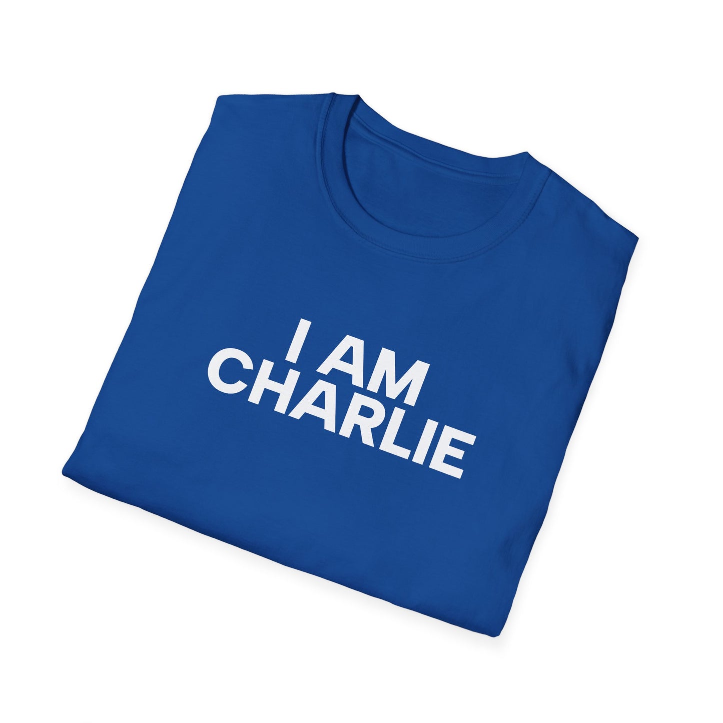 I AM CHARLIE White Font Unisex Softstyle T-Shirt