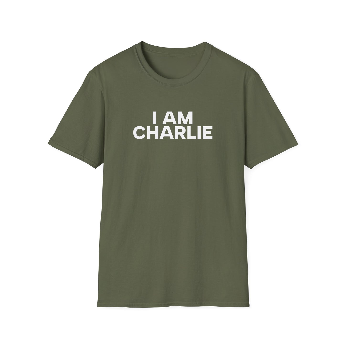 I AM CHARLIE White Font Unisex Softstyle T-Shirt