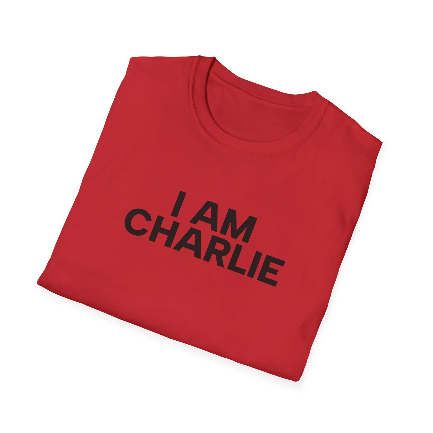 I AM CHARLIE Black Font Unisex Softstyle T-Shirt