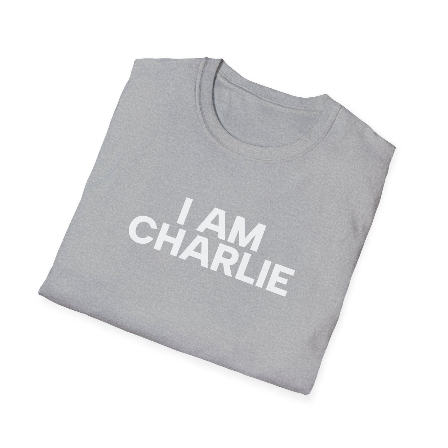 I AM CHARLIE White Font Unisex Softstyle T-Shirt