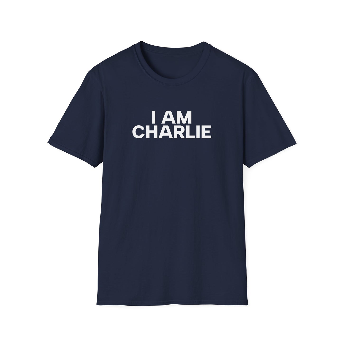 I AM CHARLIE White Font Unisex Softstyle T-Shirt