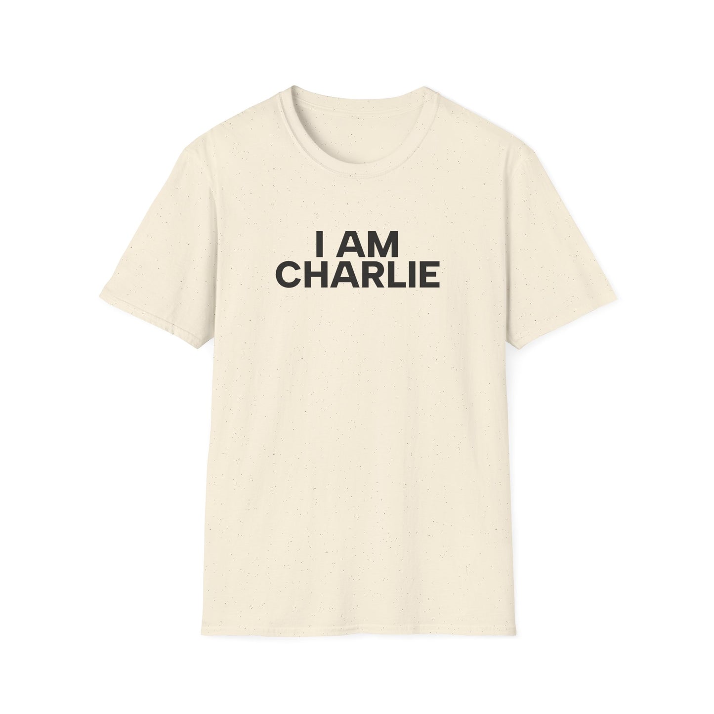 I AM CHARLIE Black Font Unisex Softstyle T-Shirt