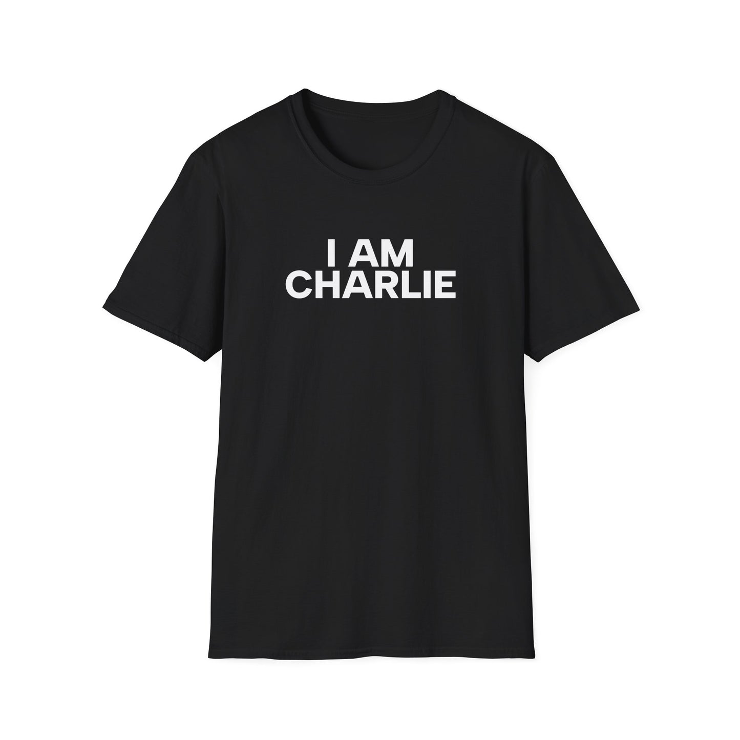 I AM CHARLIE White Font Unisex Softstyle T-Shirt