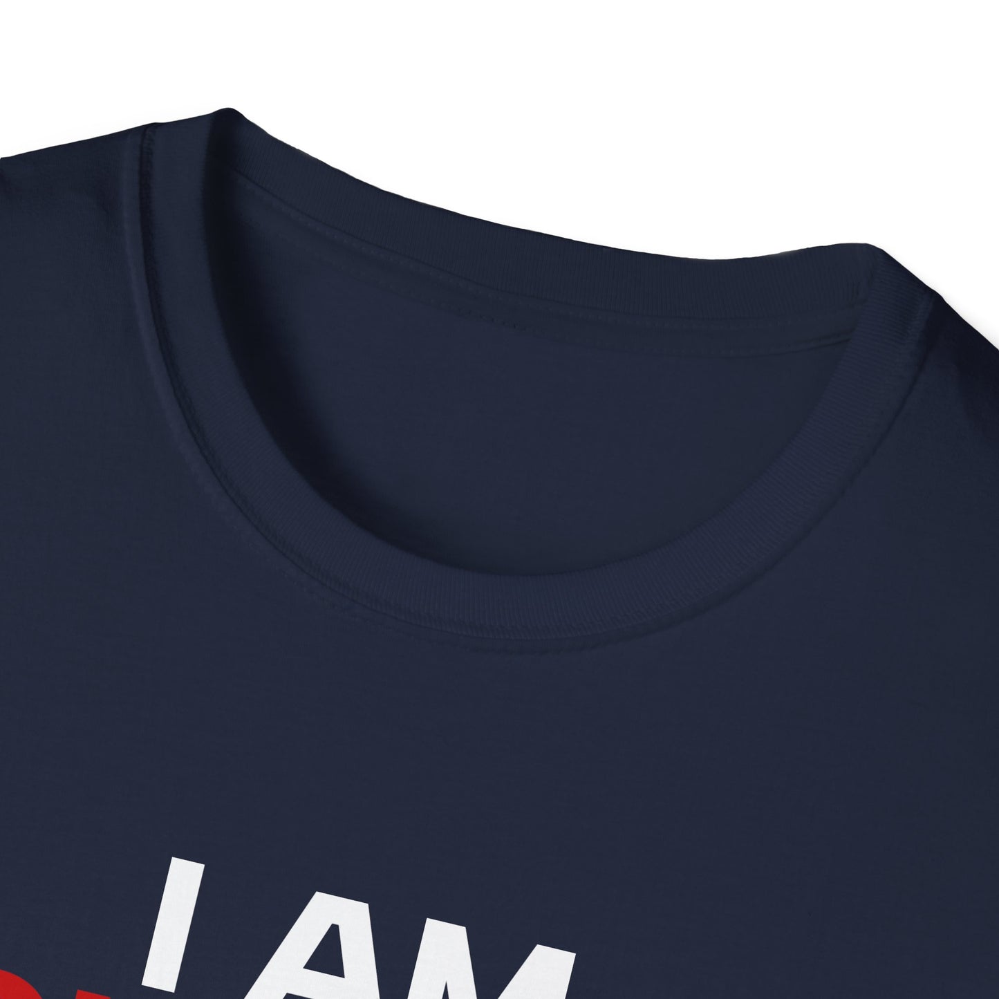 I AM CHARLIE Blue w/ White & Red Unisex Softstyle T-Shirt