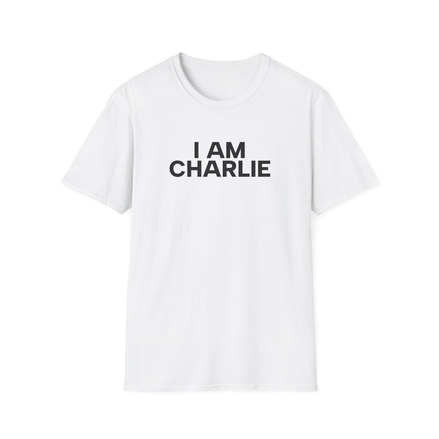 I AM CHARLIE Black Font Unisex Softstyle T-Shirt