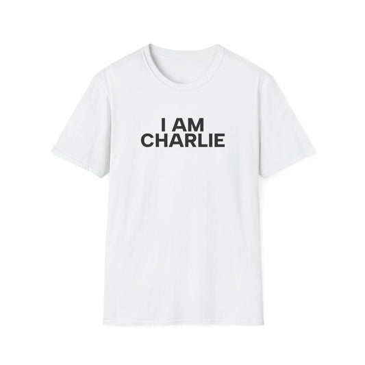 I AM CHARLIE Black Font Unisex Softstyle T-Shirt
