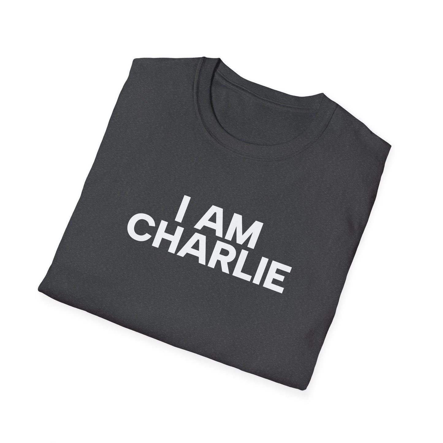 I AM CHARLIE White Font Unisex Softstyle T-Shirt