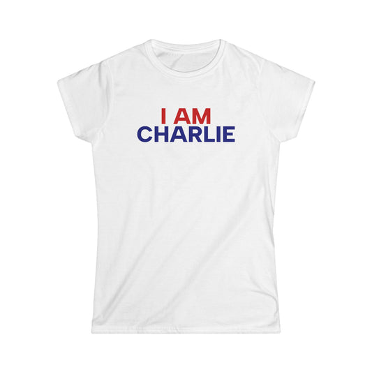 I AM CHARLIE White w/ Red & Blue Women's Softstyle Tee