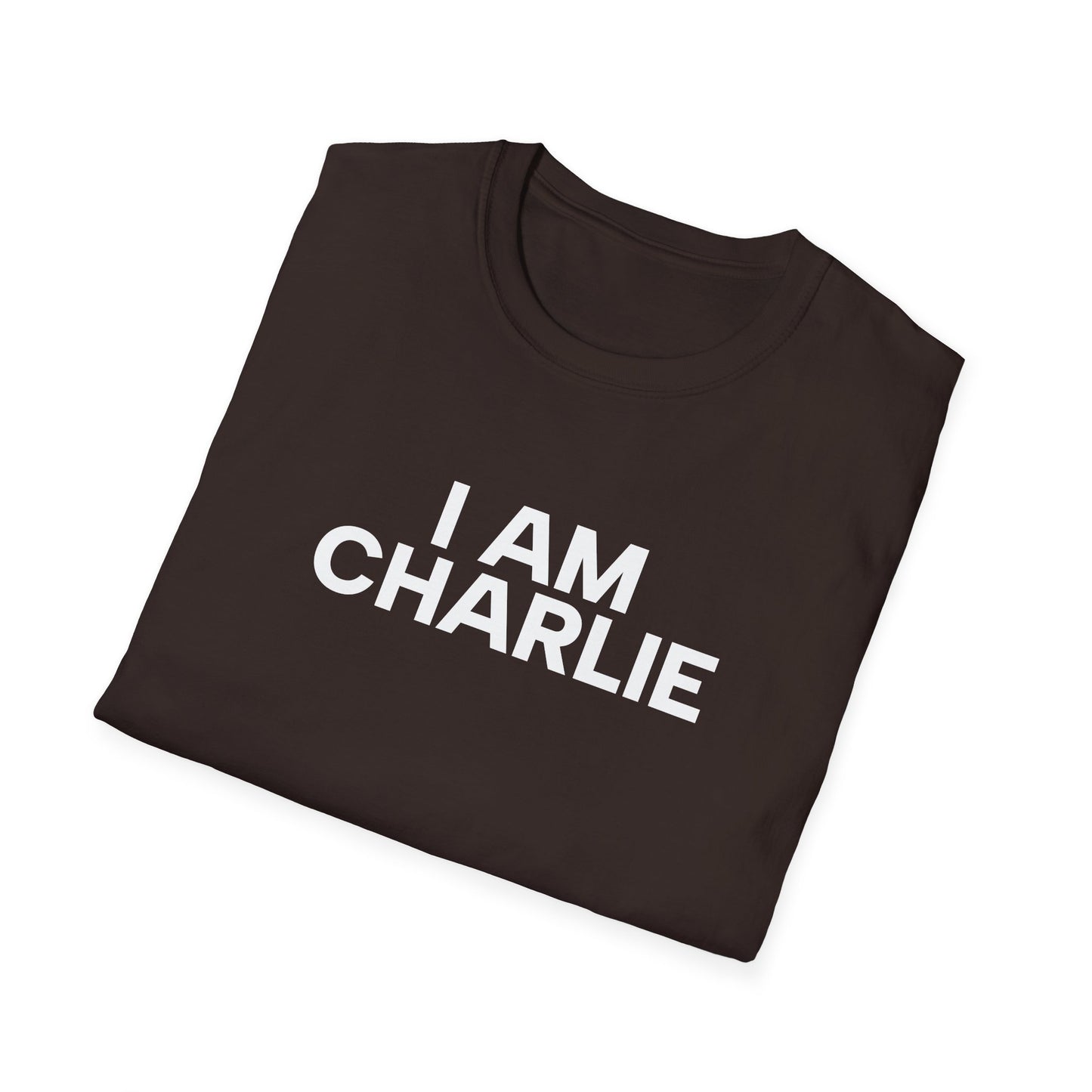 I AM CHARLIE White Font Unisex Softstyle T-Shirt