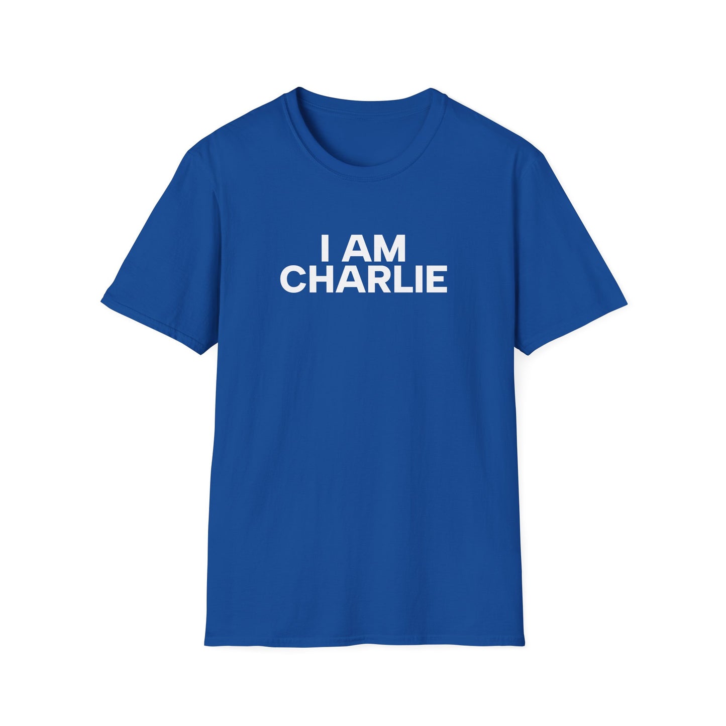 I AM CHARLIE White Font Unisex Softstyle T-Shirt