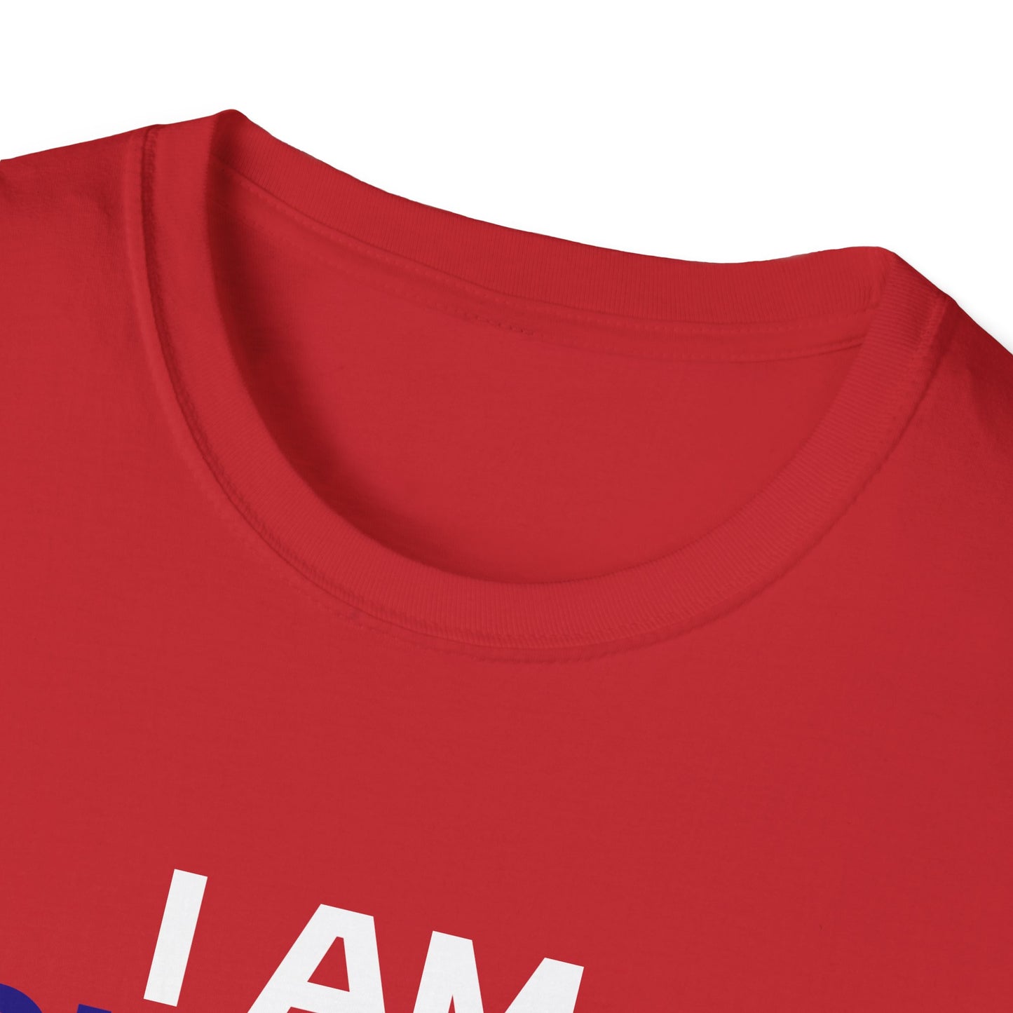 I AM CHARLIE Red w/ White & Blue Unisex Softstyle T-Shirt
