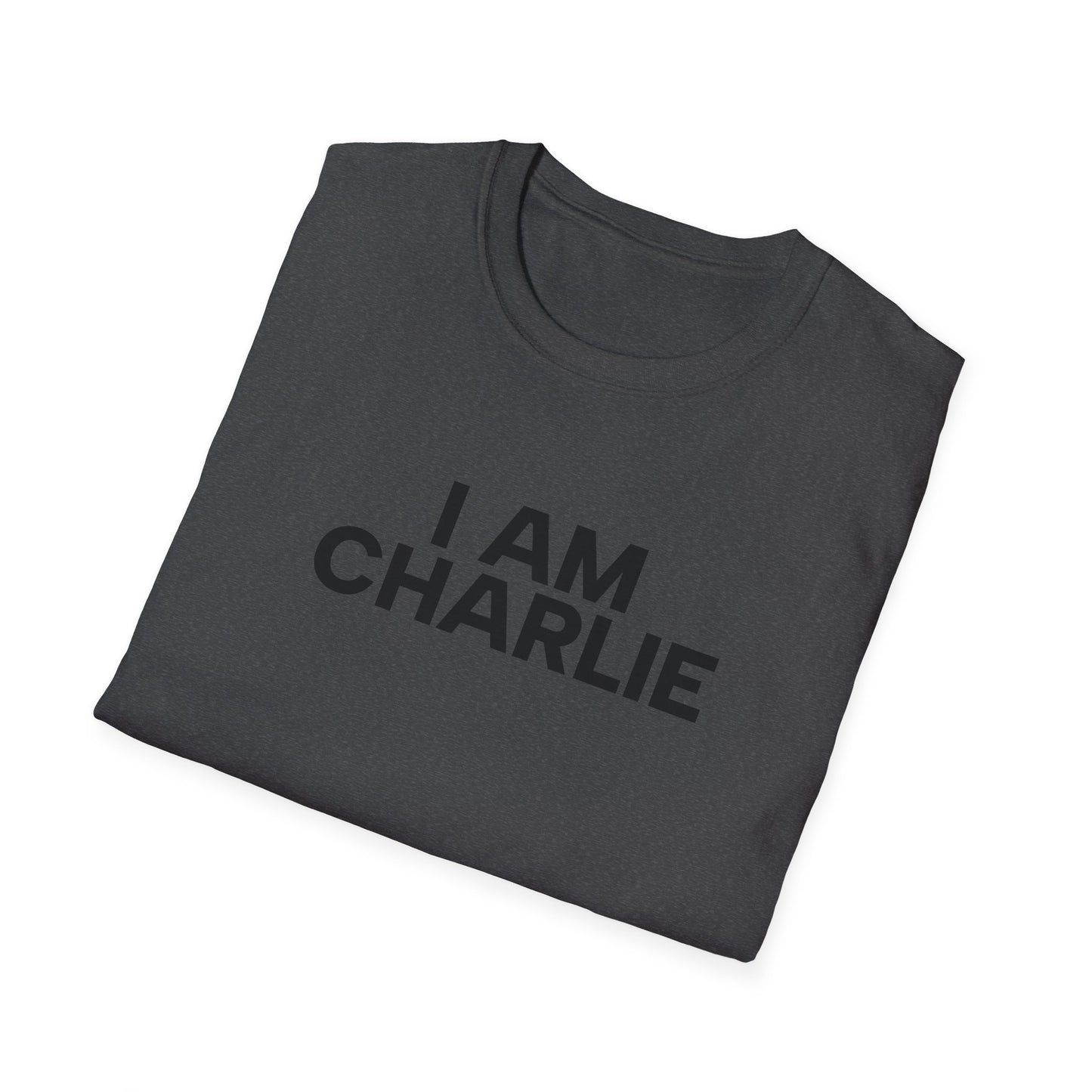 I AM CHARLIE Black Font Unisex Softstyle T-Shirt
