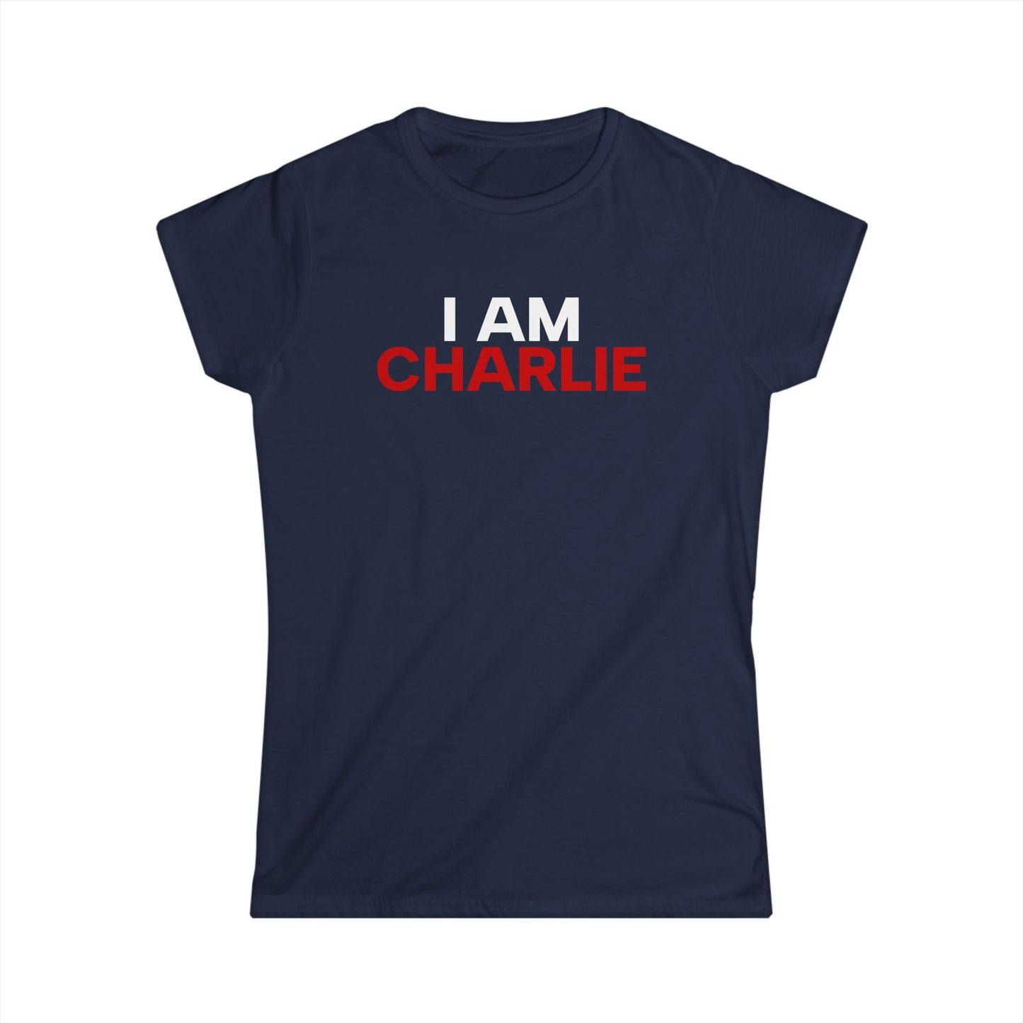 I AM CHARLIE Blue w/ White & Red Women's Softstyle Tee