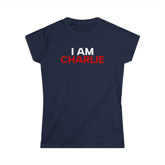 I AM CHARLIE Blue w/ White & Red Women's Softstyle Tee