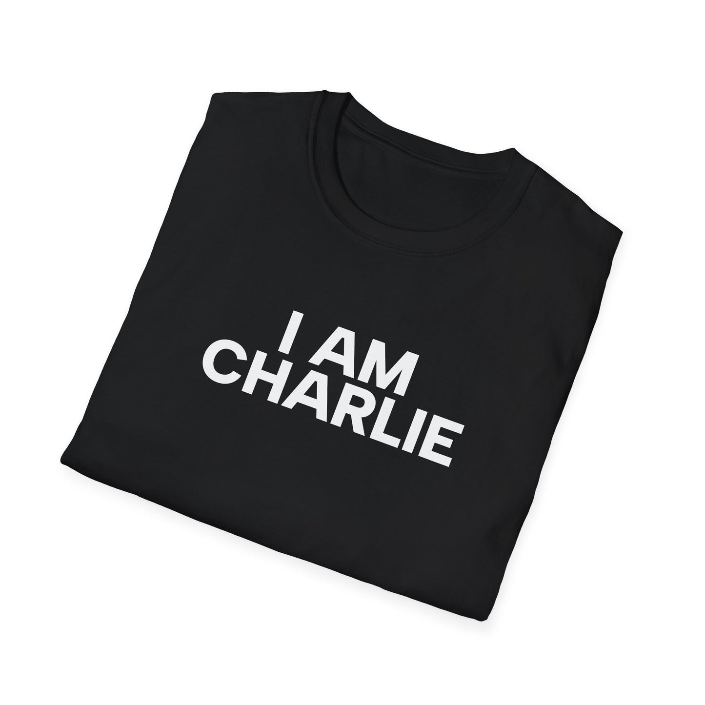 I AM CHARLIE White Font Unisex Softstyle T-Shirt