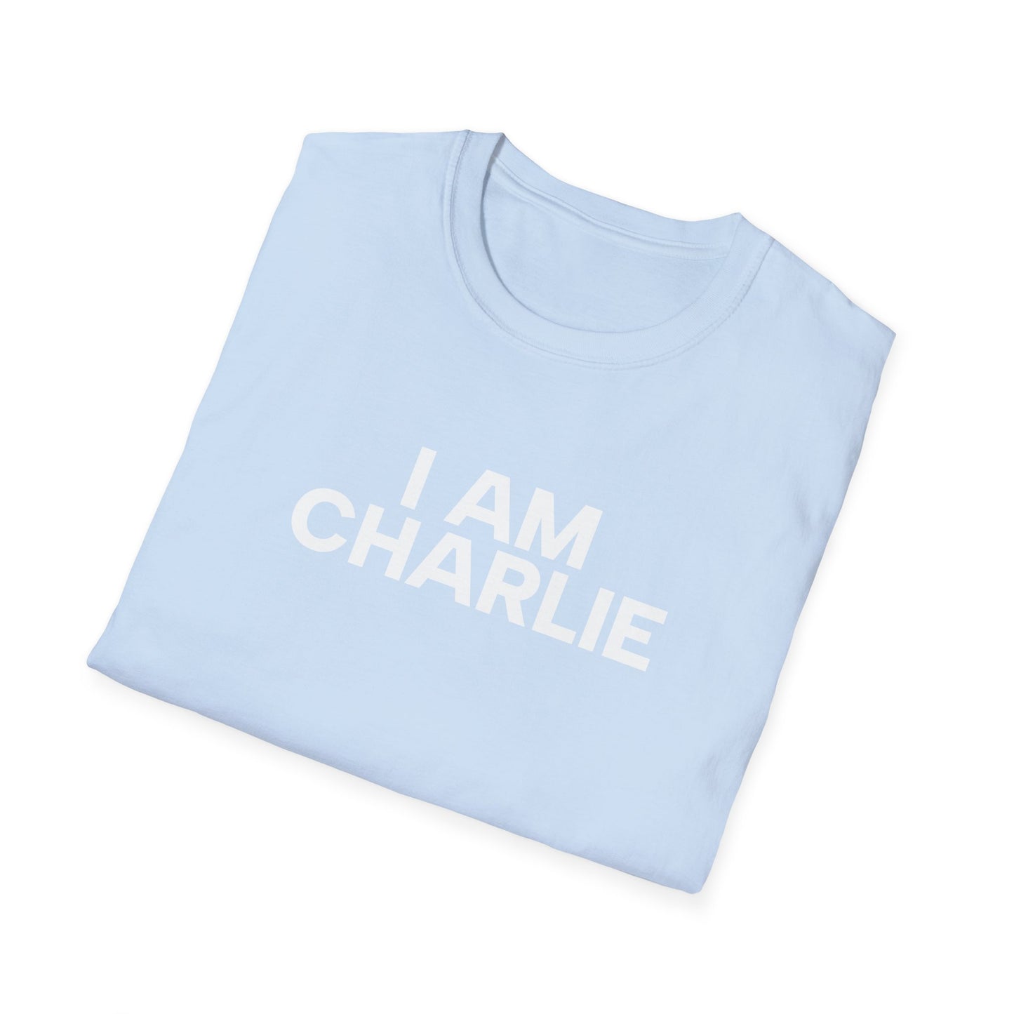 I AM CHARLIE White Font Unisex Softstyle T-Shirt