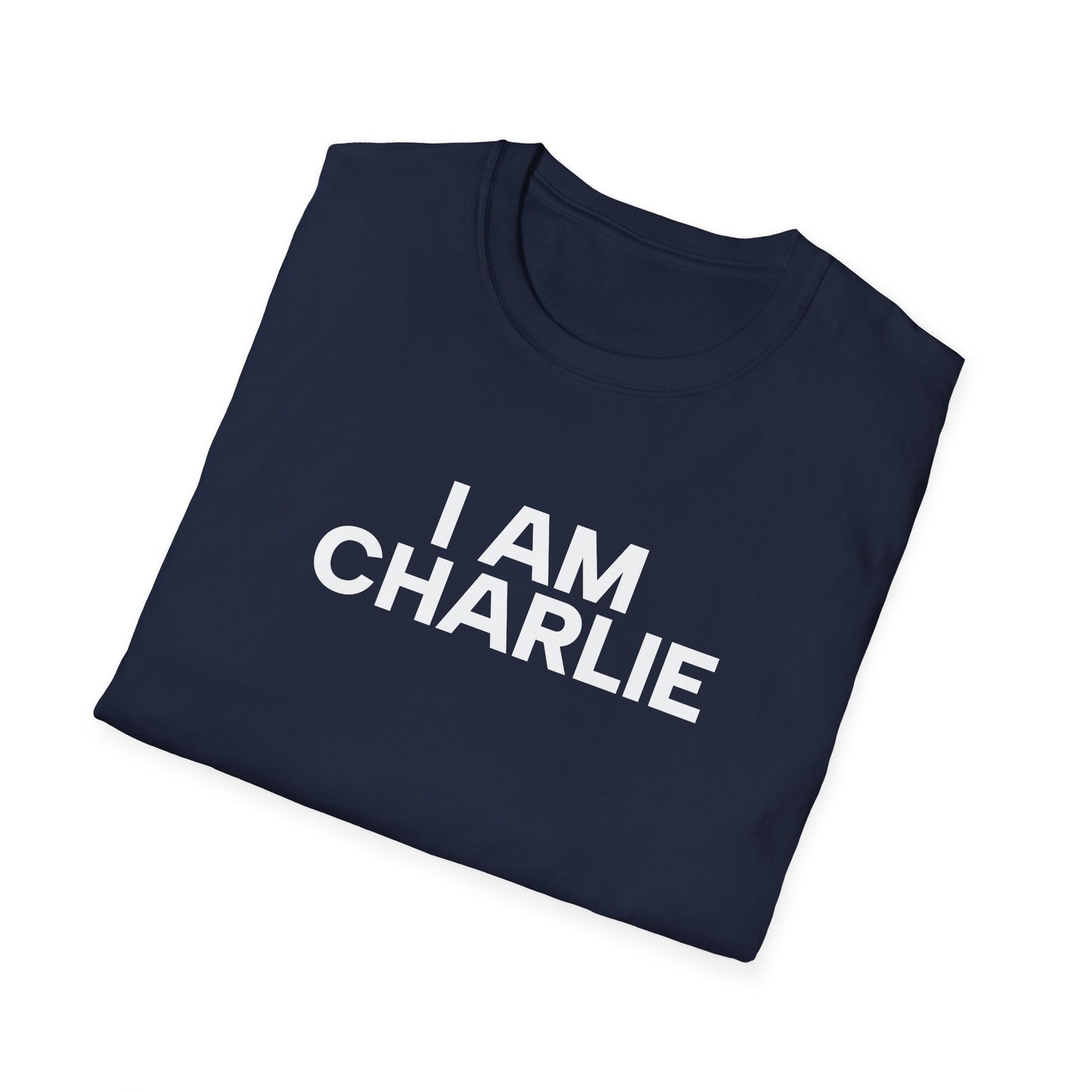 I AM CHARLIE White Font Unisex Softstyle T-Shirt