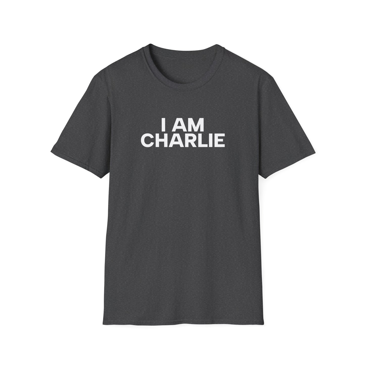 I AM CHARLIE White Font Unisex Softstyle T-Shirt