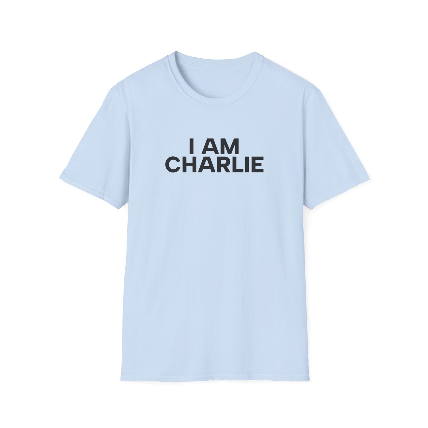 I AM CHARLIE Black Font Unisex Softstyle T-Shirt