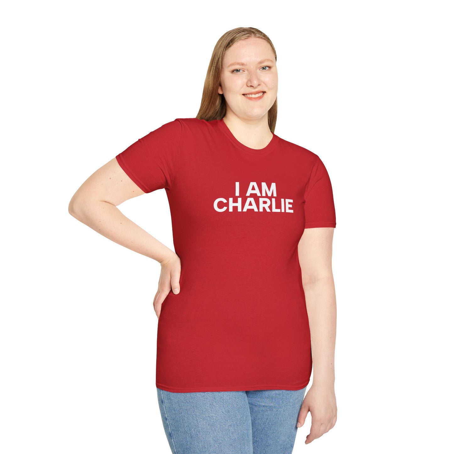 I AM CHARLIE White Font Unisex Softstyle T-Shirt