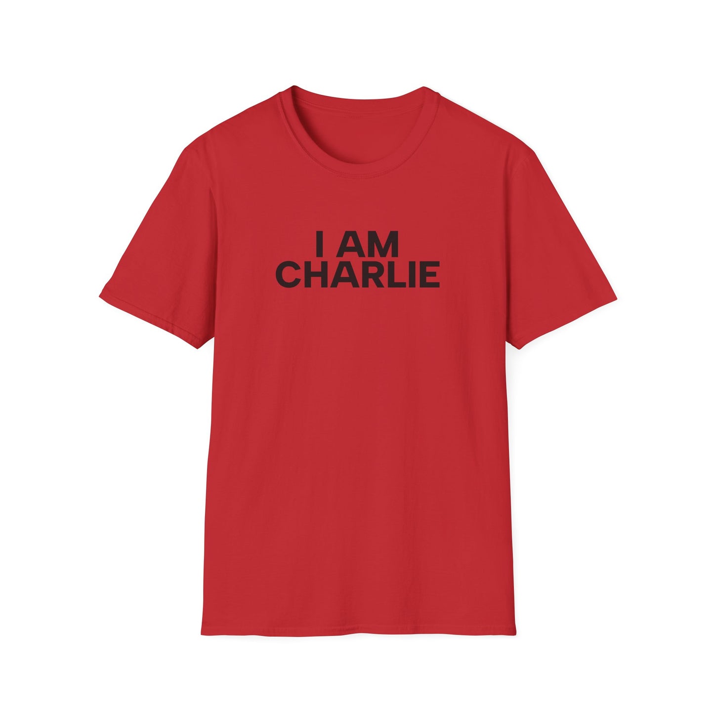 I AM CHARLIE Black Font Unisex Softstyle T-Shirt