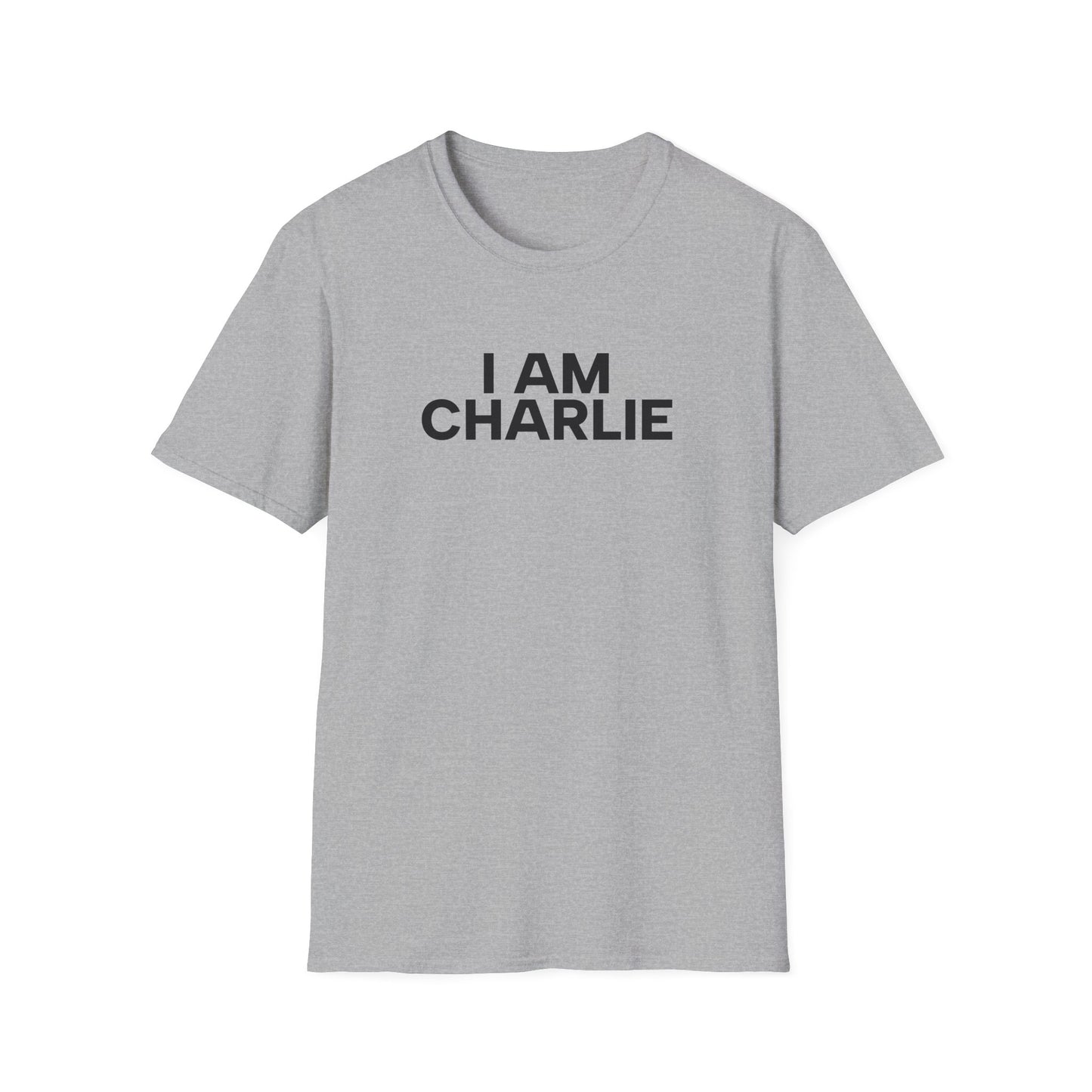 I AM CHARLIE Black Font Unisex Softstyle T-Shirt