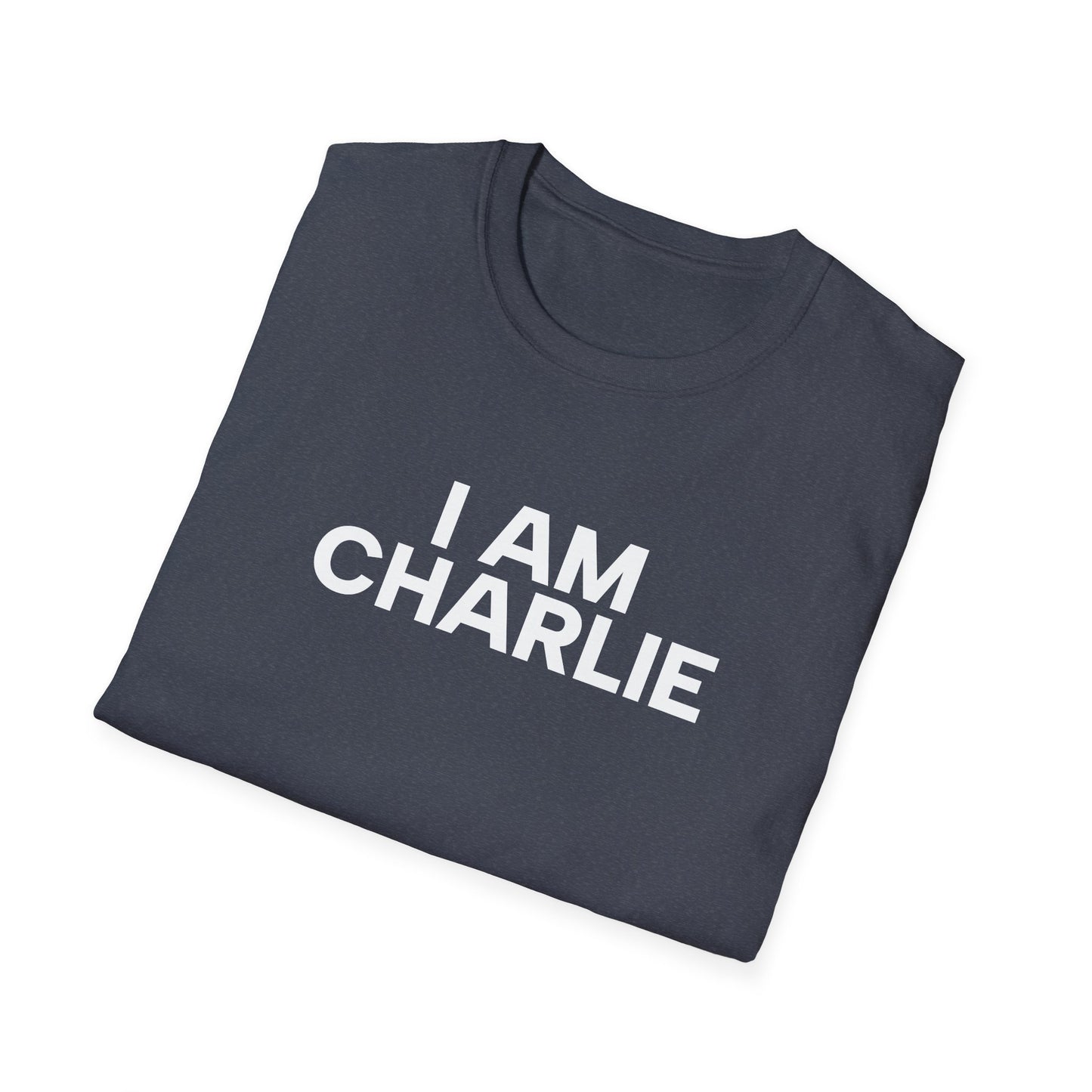 I AM CHARLIE White Font Unisex Softstyle T-Shirt